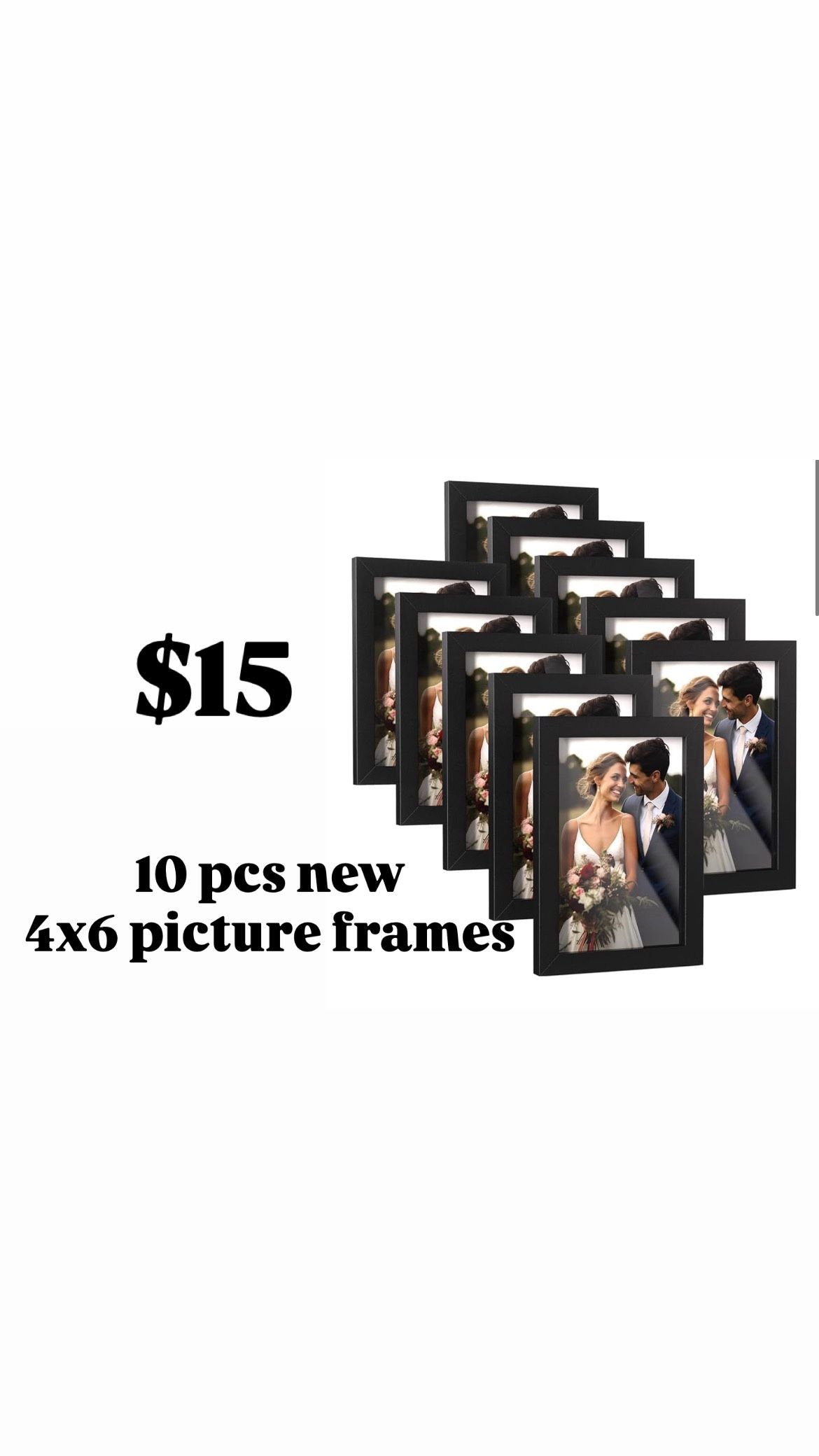 HappyHapi 4x6 Picture Frames Set of 10, Tabletop or Wall Display Pictures 3.5x5 with Mat or 4x6 Without, Multi Photo Frames Collage (Black