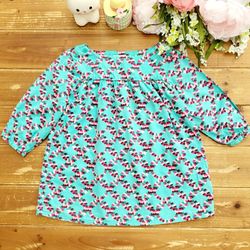 SIZE 7-8 GIRLS TURQUOISE PRINTED COTTON TUNIC