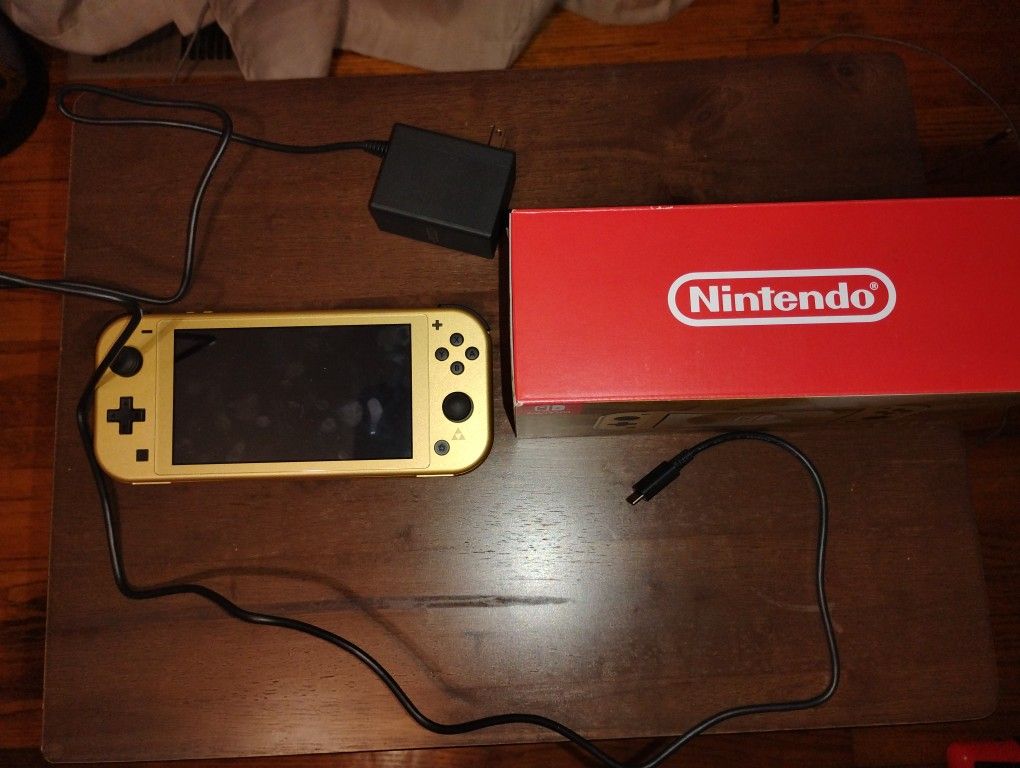 Nintendo Switch Lite Zelda Gold Edition With Screen Protector Applied