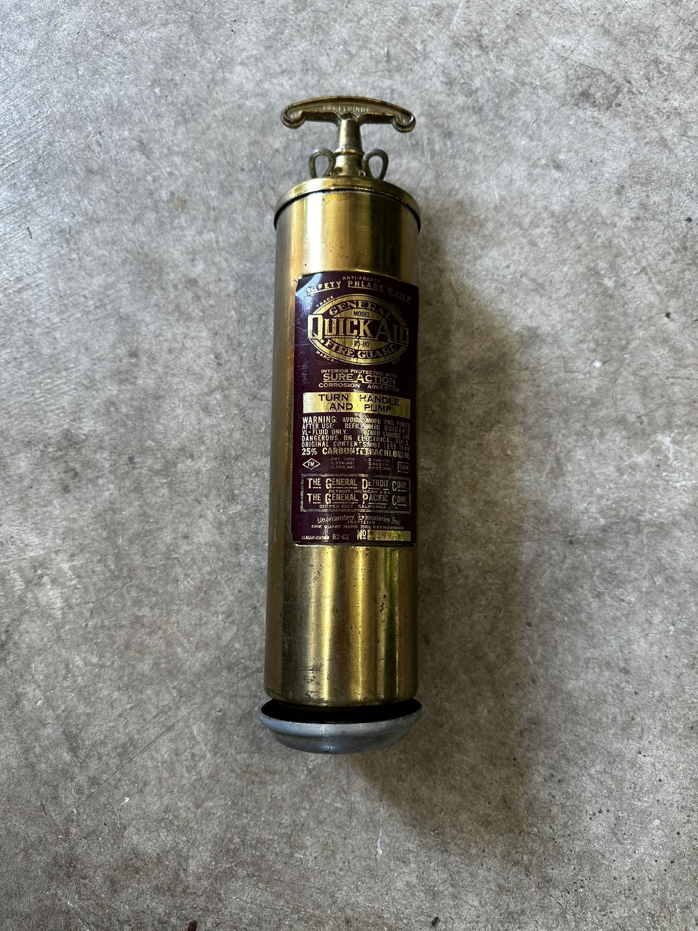 Vintage Fire Extinguisher With Wall Bracket