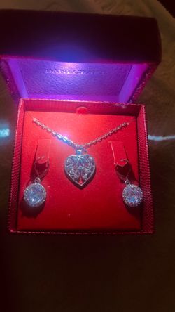 Heart necklace and earrings