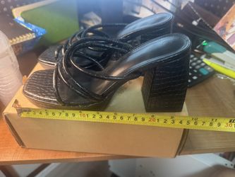 Womens High Heel Mules Slippers Block Heels Square