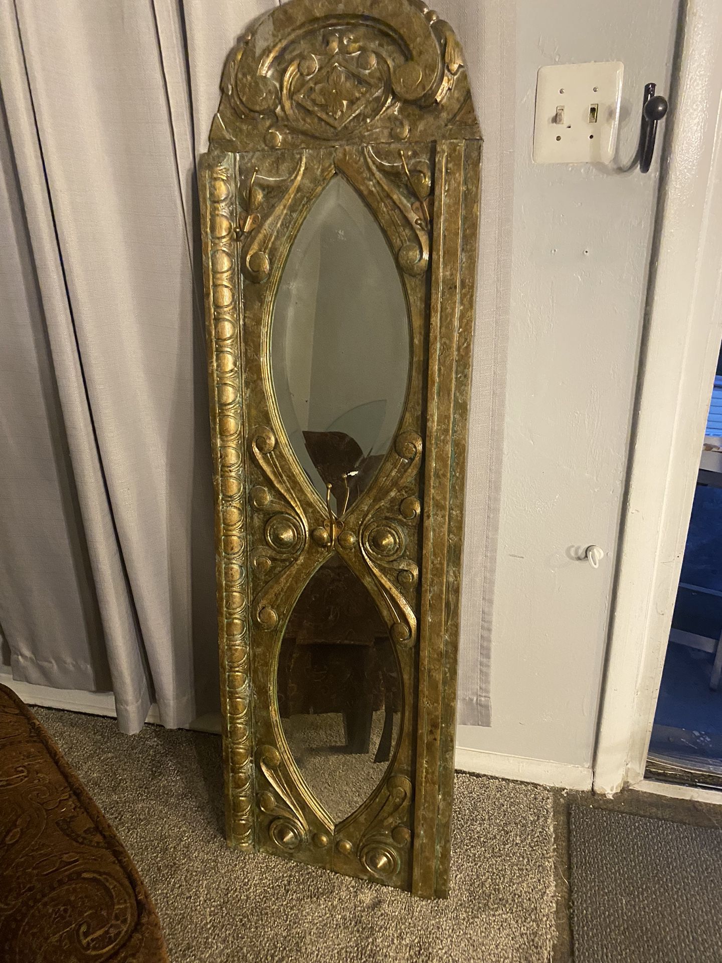 Antique Gold Ornate Double Mirror 