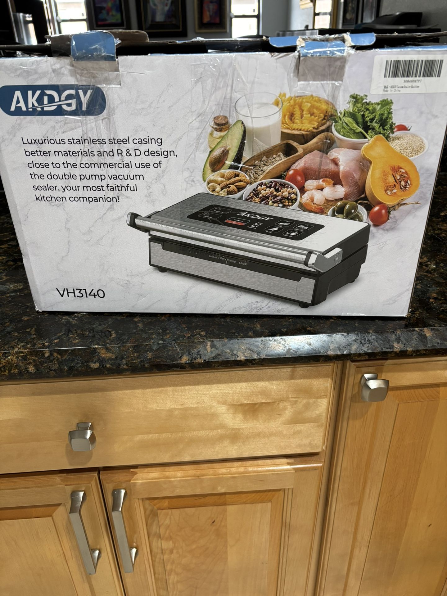 new stainless steel food vacuum sealer by AKDGY. double heat seal for dry, moist, liquid. easy lock handle. various modes