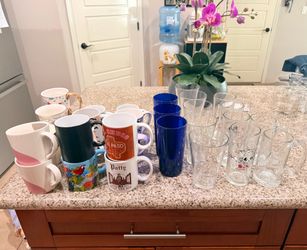 Glasses and coffee mugs