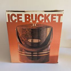 Ice Bucket Faux Tortoise With Lid Vintage USA
