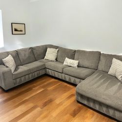 FREE DELIVERY – Ashley Furniture Gray Sectional Sofa w/ Chaise – Professionally Cleaned