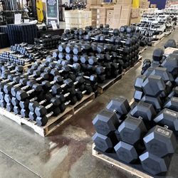 5-100lb. Rubber Hex Dumbbells NEW