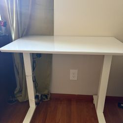 Small Glass Standing Desk, 35" x 20" Electric Whole Piece Height Adjustable Desk