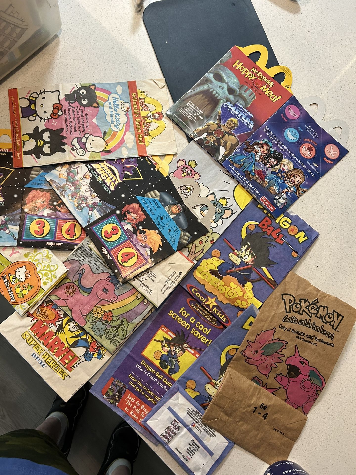 90s Y2K McDonald’s Fast Food Boxes Bags Dragon Ball Pokémon Hello Kitty Marvel