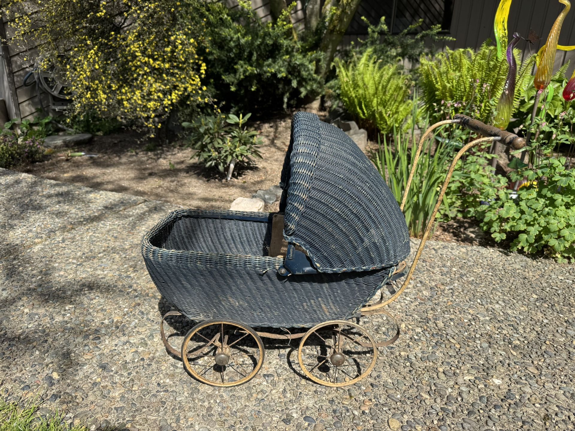 Antique Wicker Doll Baby Buggy