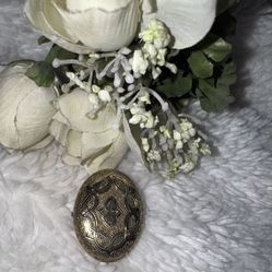 Victorian Gold Filled Brooch, Black Enamel Mourning Pin 