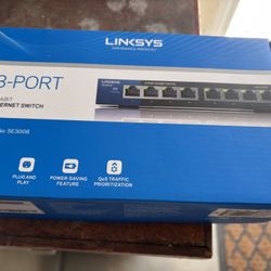Linksys 8-port Gig Ethernet Unmanaged Switch SE3008 - Open Box