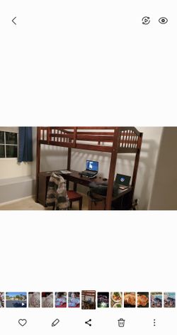 Twin Loft Bedframe and Desk Dark Walnut