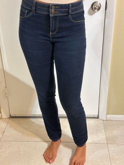⁠d.jeans Dark Wash Double Button High Waist Skinny Jeans Stretch Denim Size 8⁠