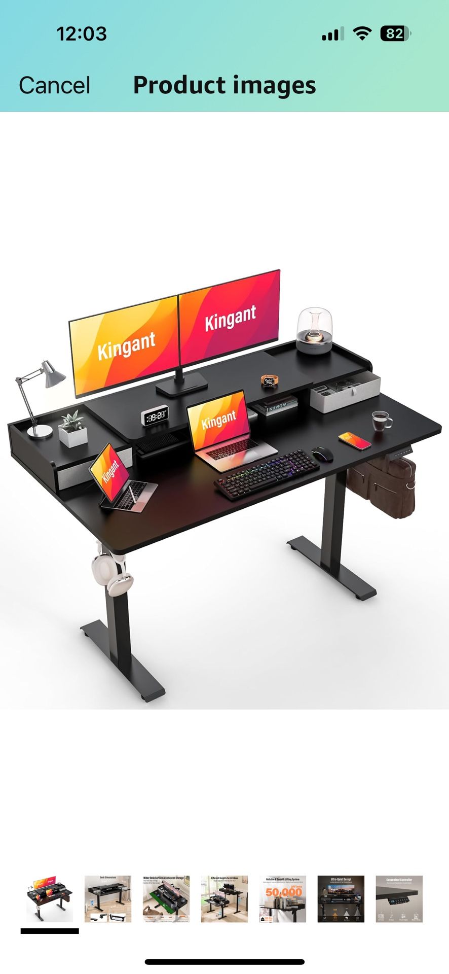 Kingant 55”x 30" Standing Desk with Drawers