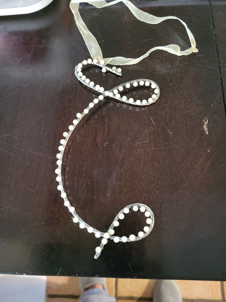 Metal Letter With Pearls 