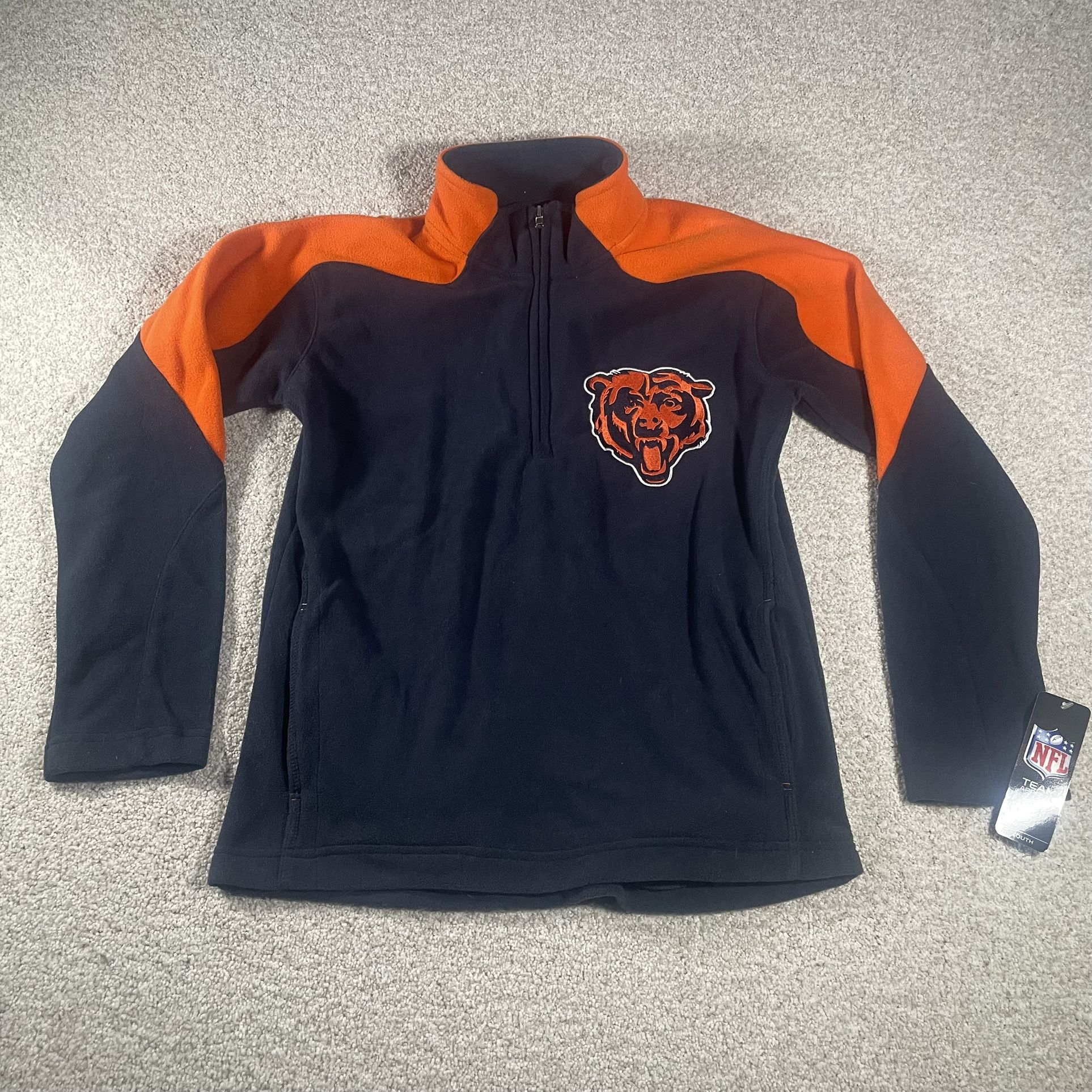 Chicago Bears NFL Team Apparel 1/4 Zip Fleece Shirt Football Youth Medium 10/12