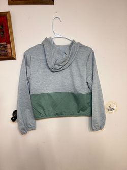 Cropped Colorblock Hoodie Gray and Green