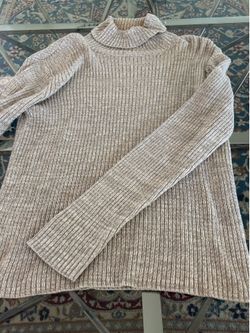 Alex Stevens Men’s Ribbed Turtleneck Sweater Beige Small S