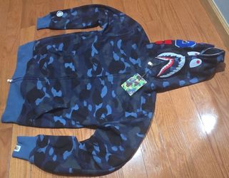 BAPE Blue Camo Shark Hoodie – Size M | Rare Streetwear 🔥
