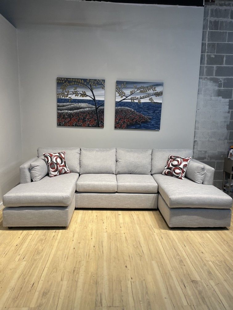 New Sectional Sofa Couch Light Gray U Shaped