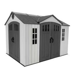 Lifetime Heavy Duty 10 ft. W x 8 ft. D Resin Dual Entry Outdoor Storage Shed (80 sq. ft.)