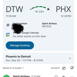 2 Round Trip Ticket Flight From Detroit To Phoenix