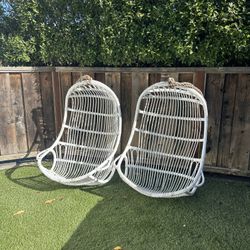 Serena & Lily Hanging Rattan Chairs (set of 2)