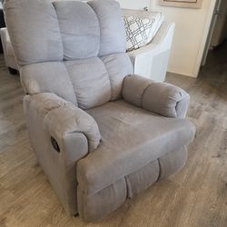 Shelice 33.5 Modern Overstuffed Soft Light Grey Manual Recliner Chair