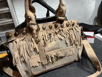 2 Authentic Ed Hardy Handbags – Tiger Graphic & Fringe Western Style Purse Lot