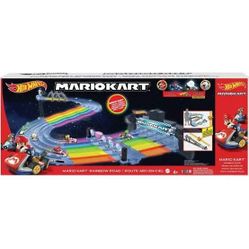Hot Wheels Mario Kart Rainbow Road Race Track Set | Lights & Sounds | Brand New