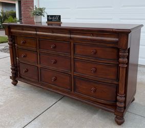 Beautiful Dark Brown Large 12-Drawer Solid Wood Dresser