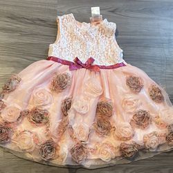 Little Lass Baby Girls Pink Dress One Piece 24 Months Lace Tule Sleeveless