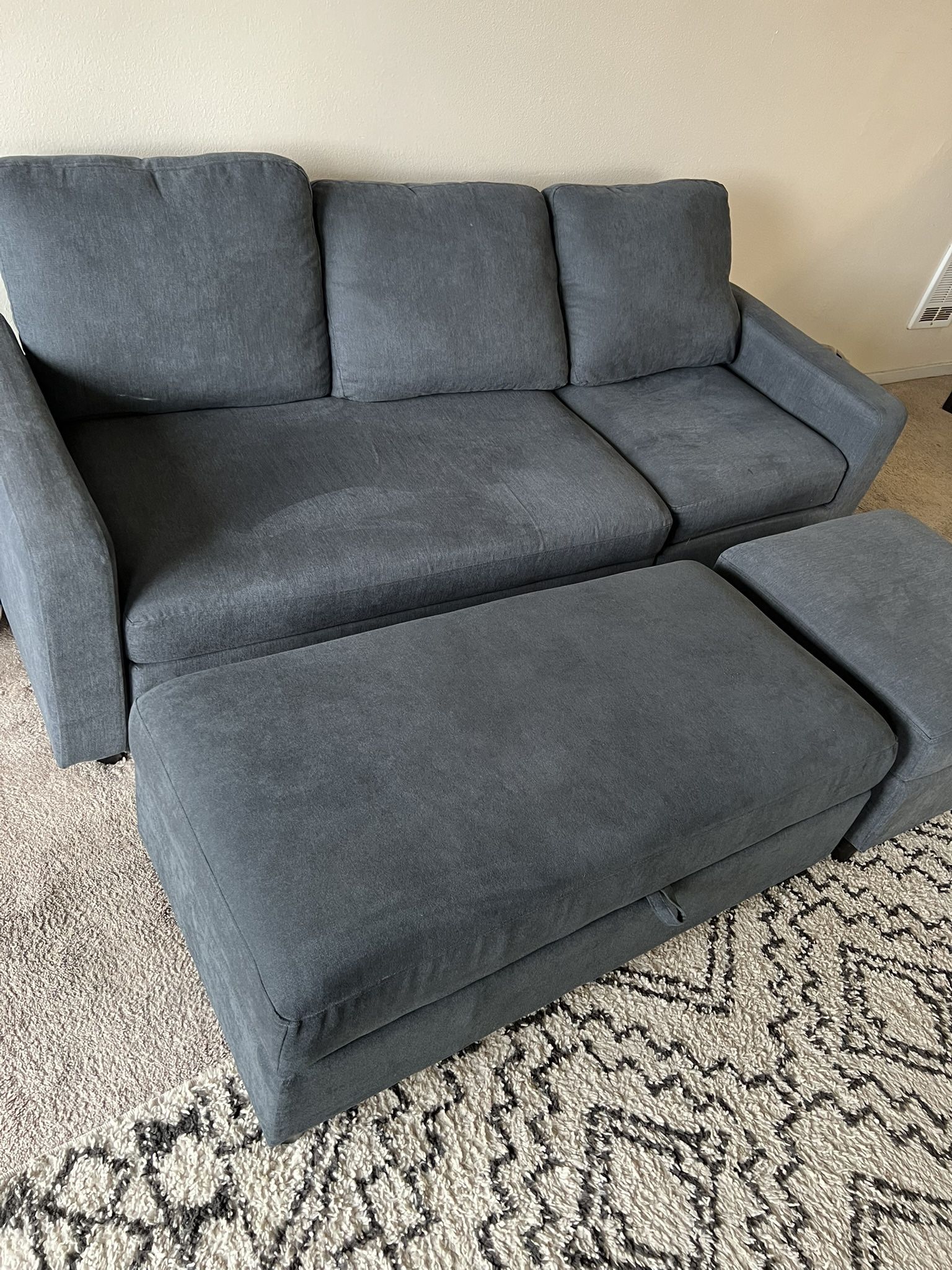 Couch with 2 ottomans (entire set included)
