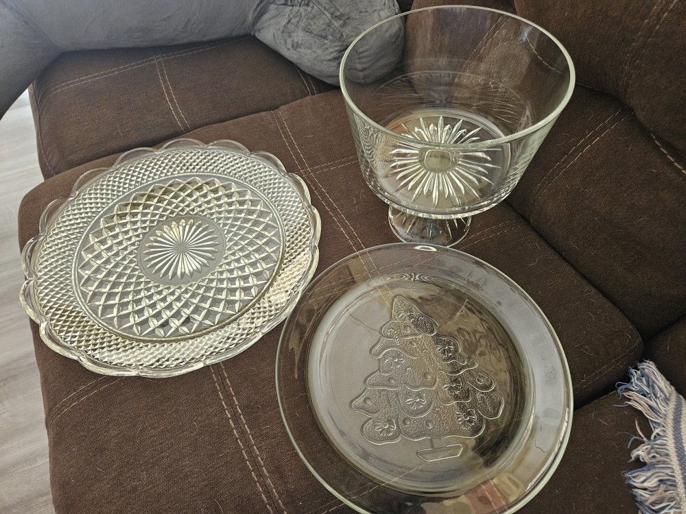 Crystal Trifle Bowl Crystal Serving Platter Glass Christmas Tree Platter