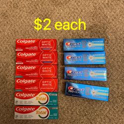 Toothpaste, $2 Each