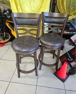 Harrison Rustic Wood Bar Stool with Unique X-Shaped Upholstered Back for Kitchen set of 2