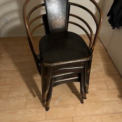 Set Of 4 World Market Metal Chairs Rustic 
