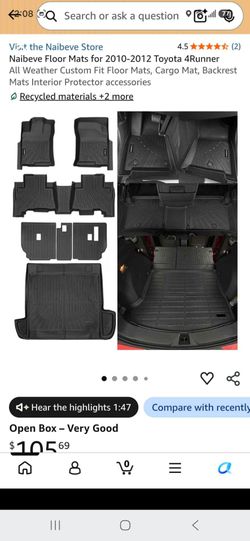 Naibeve All-Weather Floor Mats for 2010-2012 Toyota 4Runner