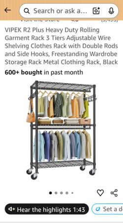 Heavy Duty Rolling Garment Rack 3 Tiers