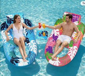 Heavy-Duty 400 lb Capacity & Rip-Resistant Build】Engineered for maximum stability, these pool lounger floats are crafted from extra-thick material tha