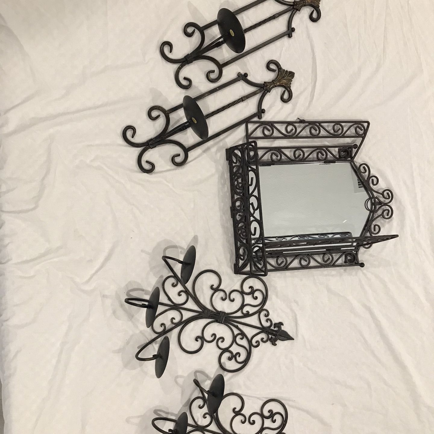 Set Of 3 Different Candle Holders /Mirror good Condition