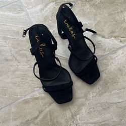 Lulus Leticiya Black Strappy Heels