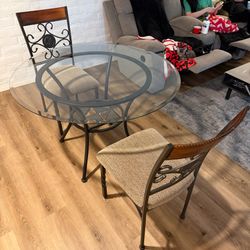 Modern Glass Top Dining Table Set – 4 Chairs – Excellent Condition