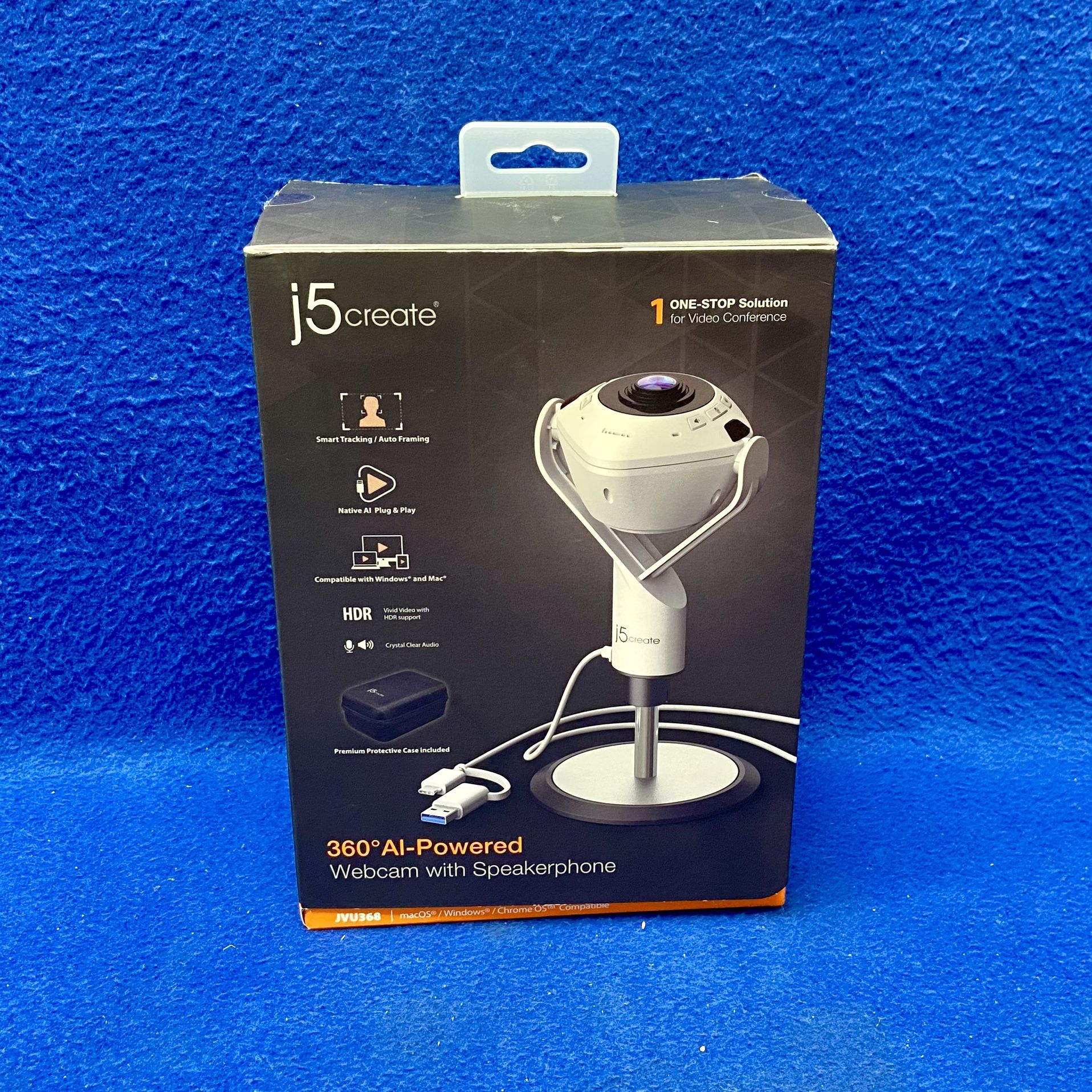 J5 Create JVU368 360 Degree AI Powered Webcam with Speakerphone 11052564