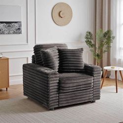 Fur Accent Chair with Cup Holder and Two Pillows