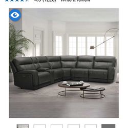 Costco Lauretta 6-piece Leather Power Reclining Sectional with Power Headrests