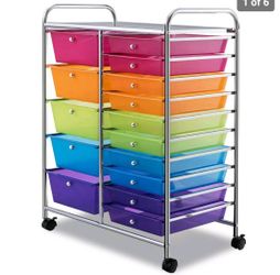 Goplus 15 Drawer Rolling Storage Cart Tools Scrapbook Paper Office School