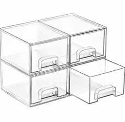 Vtopmart 4 Pack Small Clear Stackable Storage Drawers